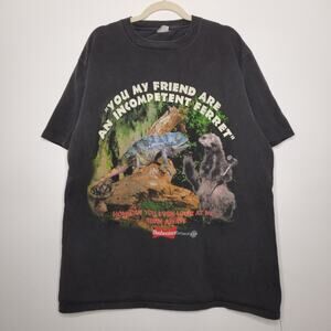 Vintage Budweiser Incompetent Ferret Single Stitch Black Shirt Promo Beer